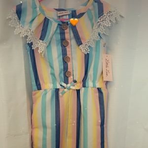 Toddler girl off shoulder jumpsuit